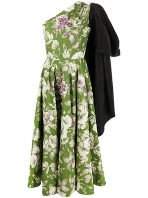 Erdem asymmetric floral-print midi dress - Green
