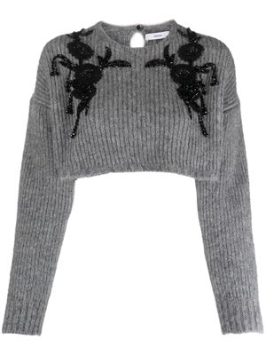 Erdem bead-embellished ribbed-knit jumper - Grey