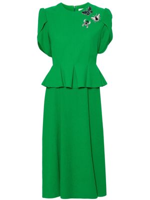 Erdem brooch-detail dress - Green