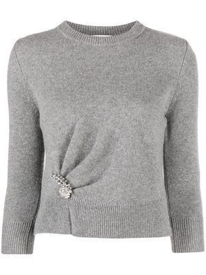Erdem brooch-detail wool jumper - Grey