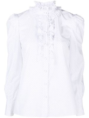 Erdem Constance ruffled polka-dot blouse - White