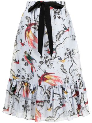 Erdem Corsica parrot-print skirt - White