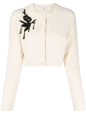 Erdem cropped cable-knit cardigan - Neutrals