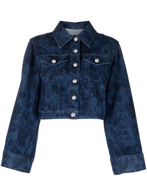 Erdem cropped floral-print denim jacket - Blue