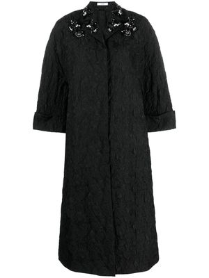 Erdem crystal-appliqué textured trench coat - Black