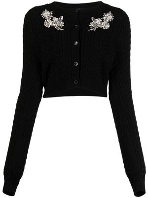 Erdem Crystal-embellished knitted cropped jacket - Black