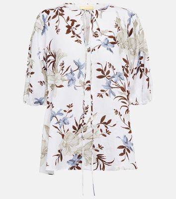 Erdem Eleni printed linen blouse