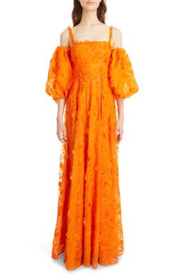 Erdem Emanuela Cold Shoulder Silk Gown in Clementine