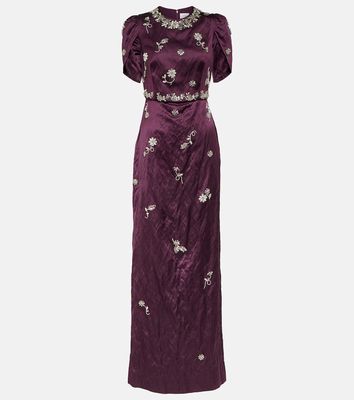 Erdem Embellished crinkled satin gown
