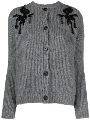 Erdem embroidered round-neck cardigan - Grey