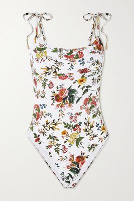Erdem Evanthe floral-print swimsuit - White