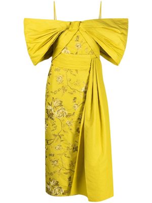 Erdem Evora off-shoulder embroidered dress - Yellow