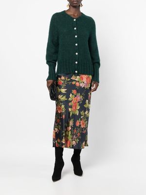 Erdem floral buttons mohair cardigan - Green