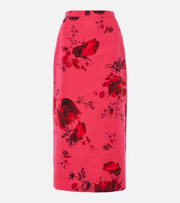 Erdem Floral cotton faille pencil skirt