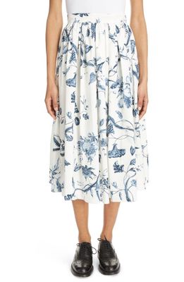 Erdem Floral Cotton Skirt in Ophelia Vine White