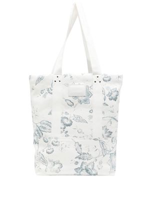 Erdem floral logo-patch tote bag - White