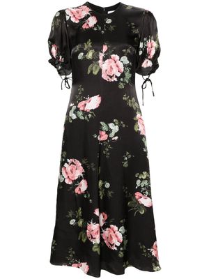 Erdem floral-motif seersucker maxi dress - Black