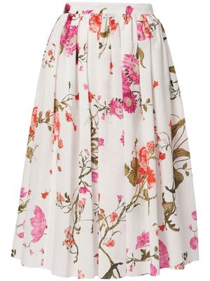 Erdem floral-print cotton seersucker skirt - White