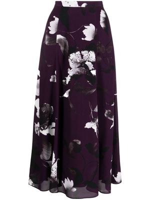 Erdem floral-print crepe midi skirt - Purple