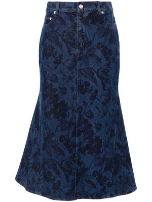 Erdem floral-print denim skirt - Blue