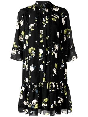 Erdem floral-print flared mini dress - Black