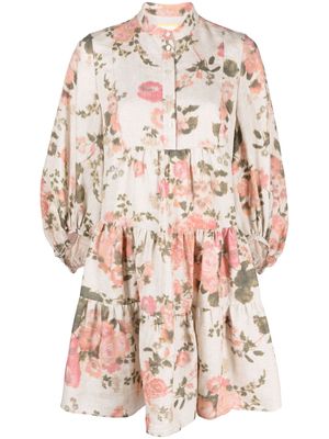 Erdem floral-print linen shirt dress - Neutrals