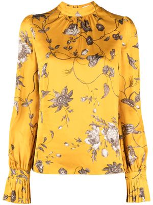 Erdem floral-print long-sleeve blouse - Yellow