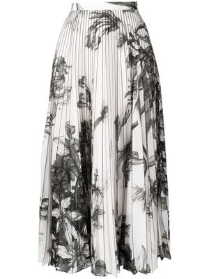 Erdem floral-print pleated midi skirt - Black