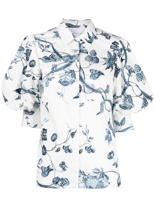 Erdem floral-print puff sleeve blouse - White