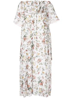 Erdem floral-print ruffle-tiered dress - White
