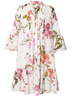 Erdem floral-print seersucker shirt dress - White