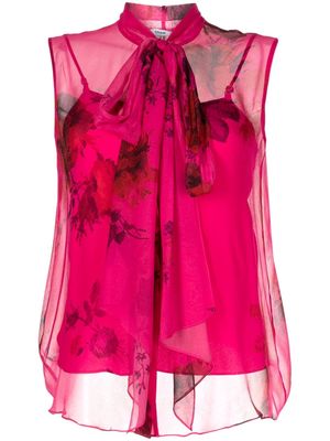 Erdem floral-print semi-sheer blouse - Pink