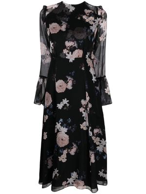 Erdem floral-print silk-chiffon midi dress - Black