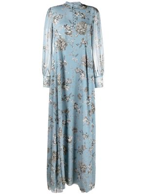 Erdem floral-print silk dress - Blue