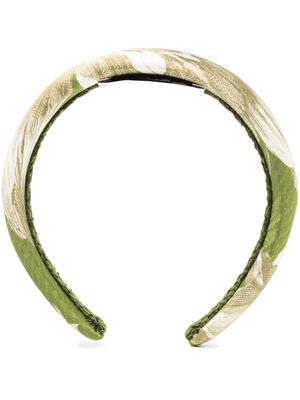 Erdem floral-print silk hair band - Green