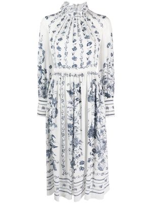 Erdem floral-print silk midi dress - White