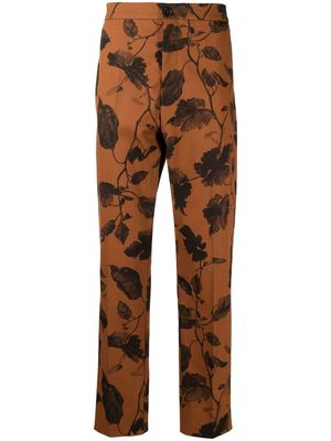 Erdem floral-print straight trousers - Brown