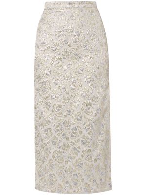 Erdem high-waisted cloqué midi skirt - Neutrals