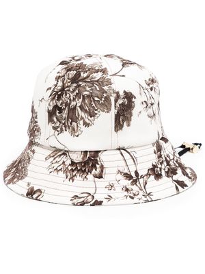Erdem Jouy floral-print denim bucket hat - White