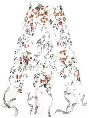 Erdem Judith floral midi skirt - White