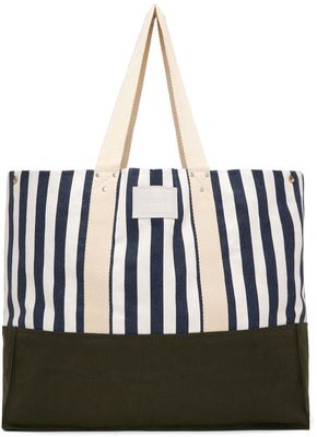 Erdem Khaki & Navy Striped Tote