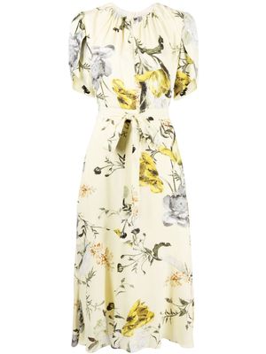 Erdem Laurelle floral-print crepe midi dress - Yellow