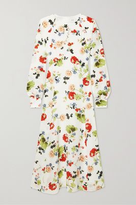 Erdem - Leigh Floral-print Silk Crepe De Chine Midi Dress - White