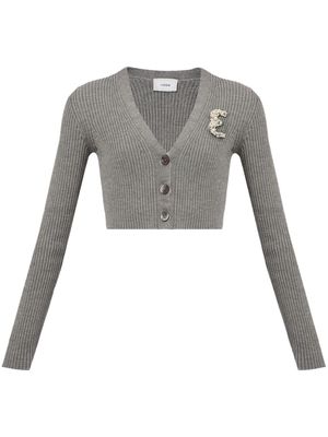 Erdem logo-embellished merino cardigan - Grey