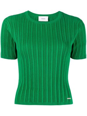 Erdem logo-plaque ribbed-knit T-shirt - Green
