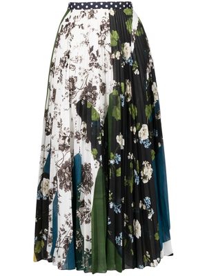 Erdem mix-print pleated skirt - Multicolour