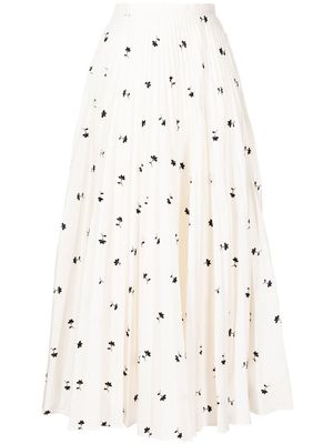 Erdem Nesrine floral-embroidered poplin skirt - White