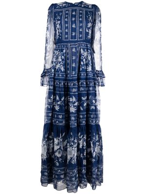 Erdem Ophelia Patchwork-print silk dress - Blue