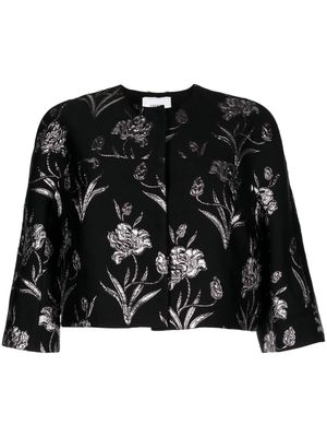 Erdem patterned-jacquard cropped jacket - Black