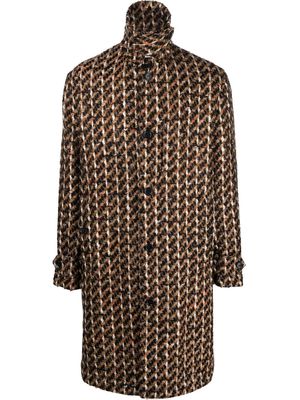 Erdem patterned-jacquard single-breasted coat - Brown